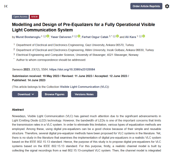 Modelling and Design of Pre-Equalizers for a Fully Operational Visible Light Communication System-ElectraIC